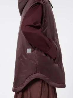 Padded, hooded gilet in water-repellent canvas - BORDEAUX