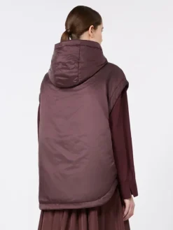 Padded, hooded gilet in water-repellent canvas - BORDEAUX