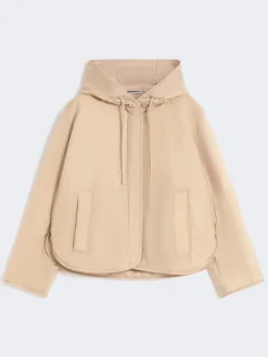 Padded, hooded jacket in water-repellent canvas - BEIGE
