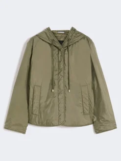 Padded, hooded jacket in water-repellent canvas - MUD