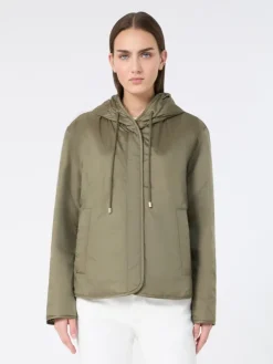 Padded, hooded jacket in water-repellent canvas - MUD