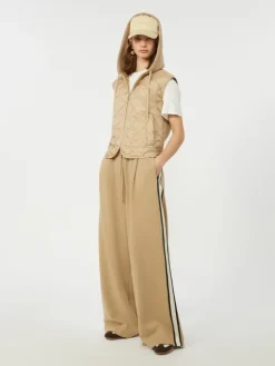 Padded sleeveless jacket in water-repellent canvas - BEIGE
