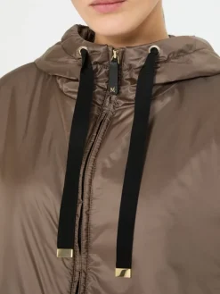 Padded water-repellent canvas hooded jacket - HAZELNUT BROWN