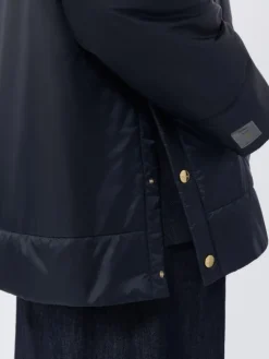 Padded water-repellent canvas hooded jacket - MIDNIGHTBLUE