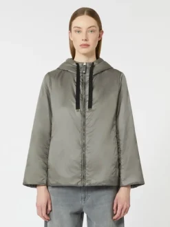 Padded water-repellent canvas hooded jacket - MEDIUM GREY