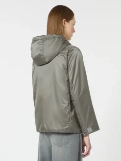 Padded water-repellent canvas hooded jacket - MEDIUM GREY