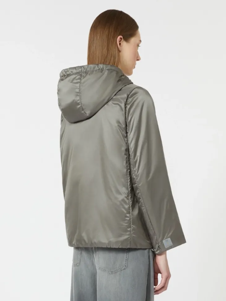 Padded water-repellent canvas hooded jacket - MEDIUM GREY