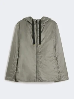 Padded water-repellent canvas hooded jacket - MEDIUM GREY