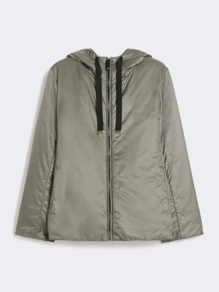 Padded water-repellent canvas hooded jacket - MEDIUM GREY