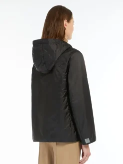 Padded water-repellent hooded jacket - BLACK