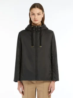 Padded water-repellent hooded jacket - BLACK