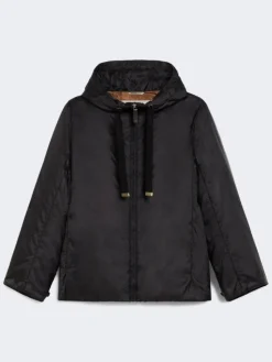 Padded water-repellent hooded jacket - BLACK