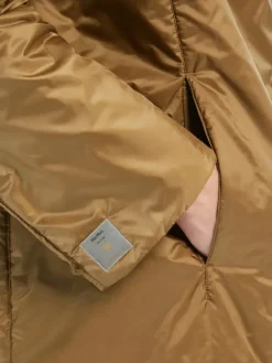 Padded water-repellent hooded jacket - CARAMEL