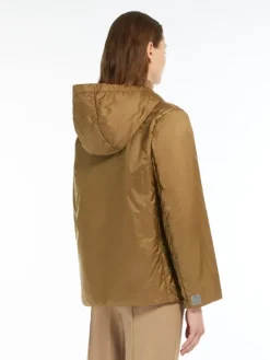 Padded water-repellent hooded jacket - CARAMEL