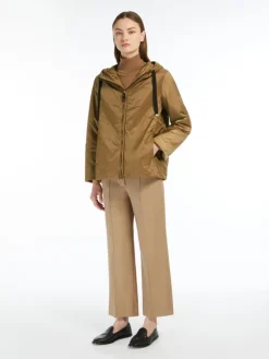 Padded water-repellent hooded jacket - CARAMEL