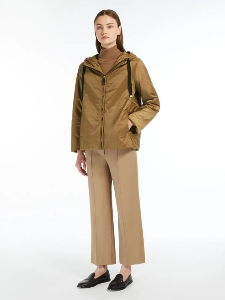 Padded water-repellent hooded jacket - CARAMEL