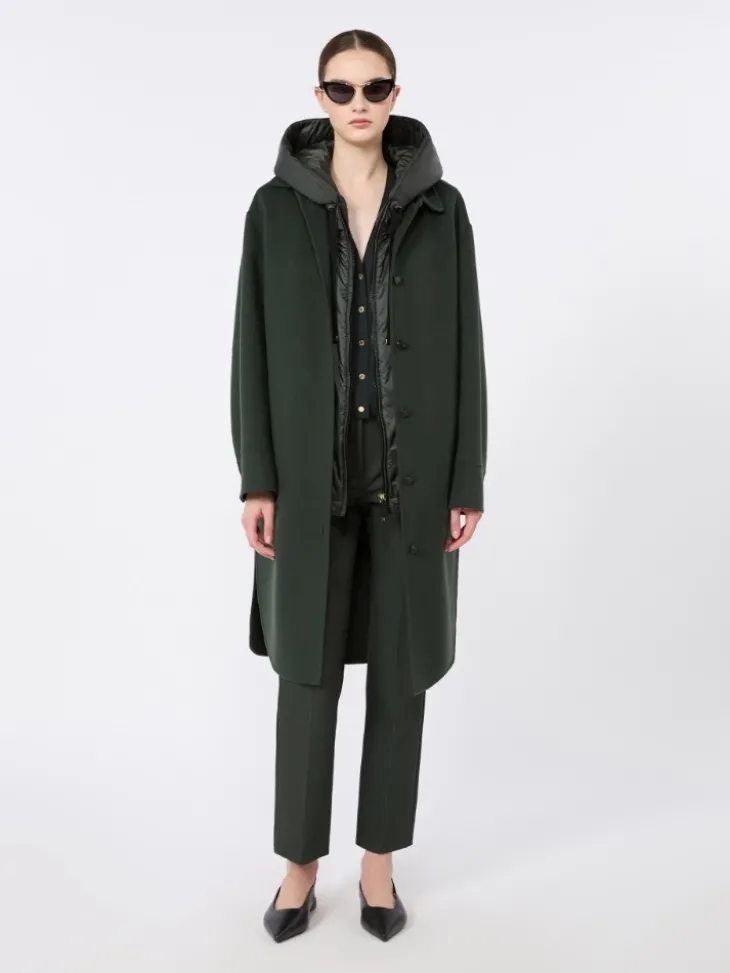 Padded water-repellent hooded gilet - DARK GREEN