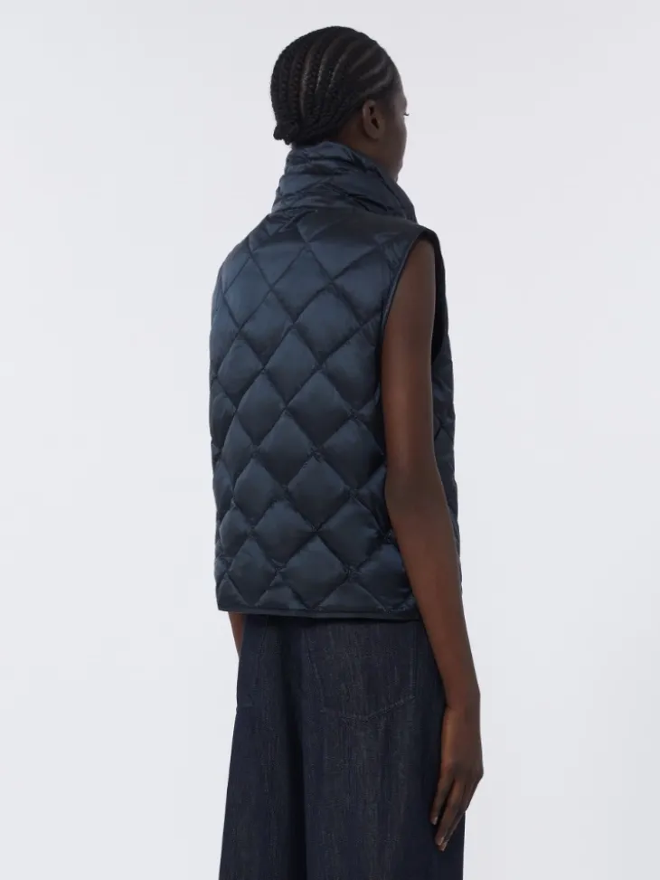 Padded water-repellent nylon canvas gilet - MIDNIGHTBLUE