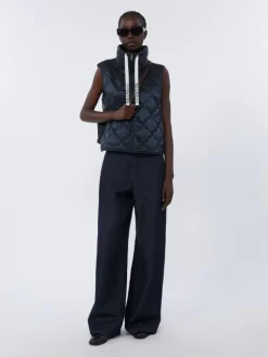 Padded water-repellent nylon canvas gilet - MIDNIGHTBLUE