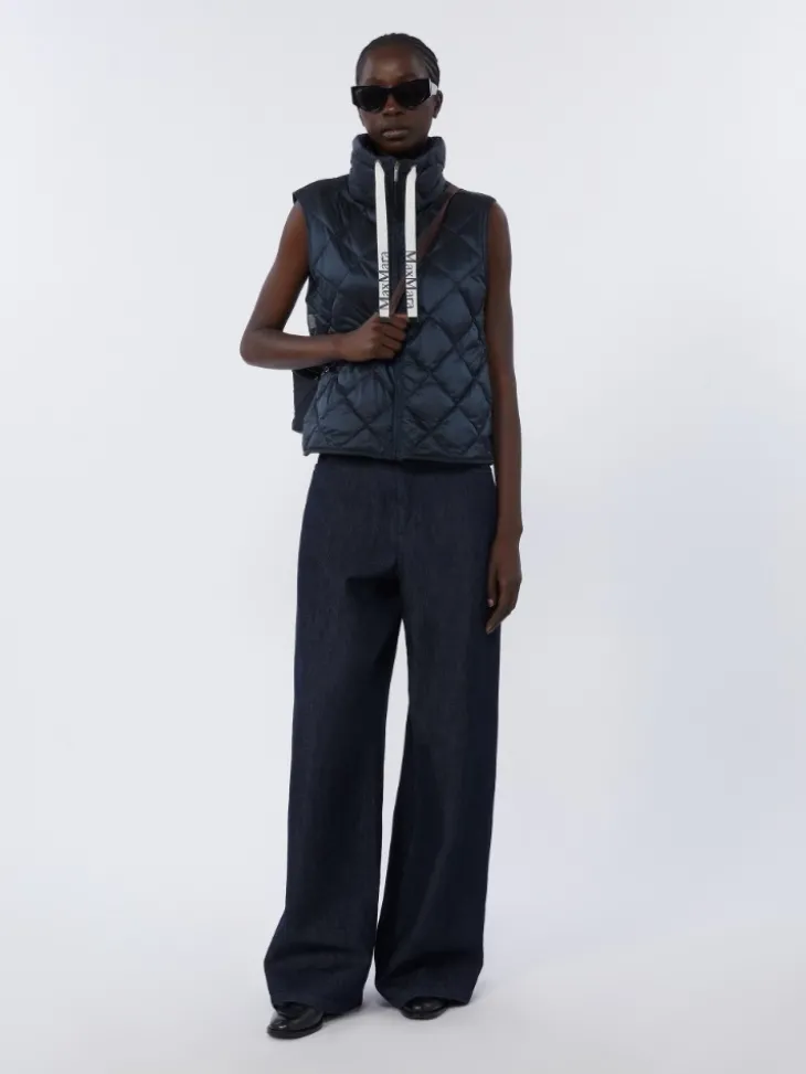 Padded water-repellent nylon canvas gilet - MIDNIGHTBLUE