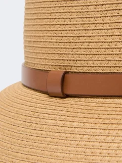 Paper yarn lampshade hat - BEIGE