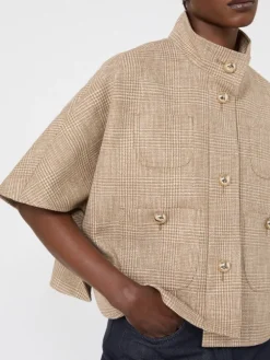 Patterned cotton cloak - TOBACCO