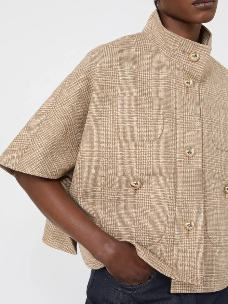 Patterned cotton cloak - TOBACCO