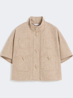 Patterned cotton cloak - TOBACCO