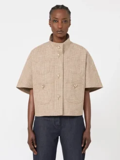 Patterned cotton cloak - TOBACCO