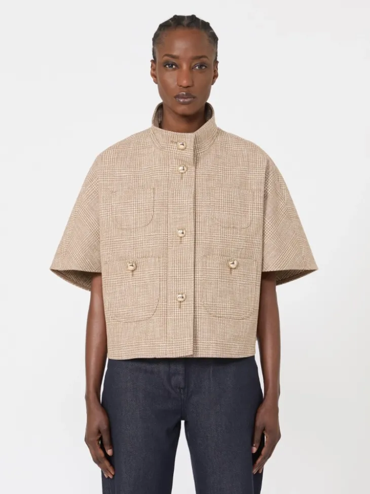 Patterned cotton cloak - TOBACCO
