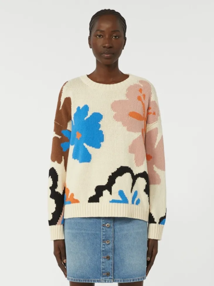 Patterned cotton crew-neck - MULTICOLOUR