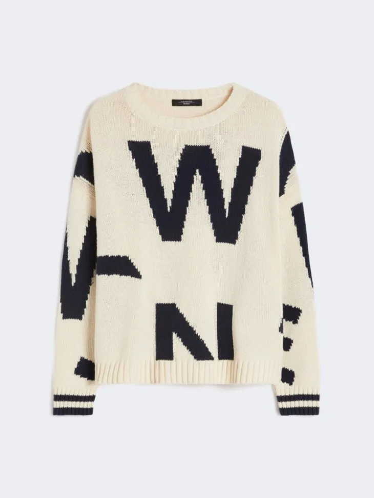 Patterned cotton crew-neck - NAVY