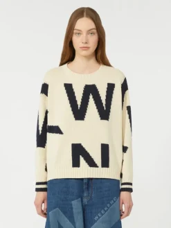 Patterned cotton crew-neck - NAVY