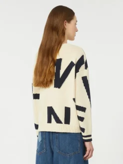 Patterned cotton crew-neck - NAVY