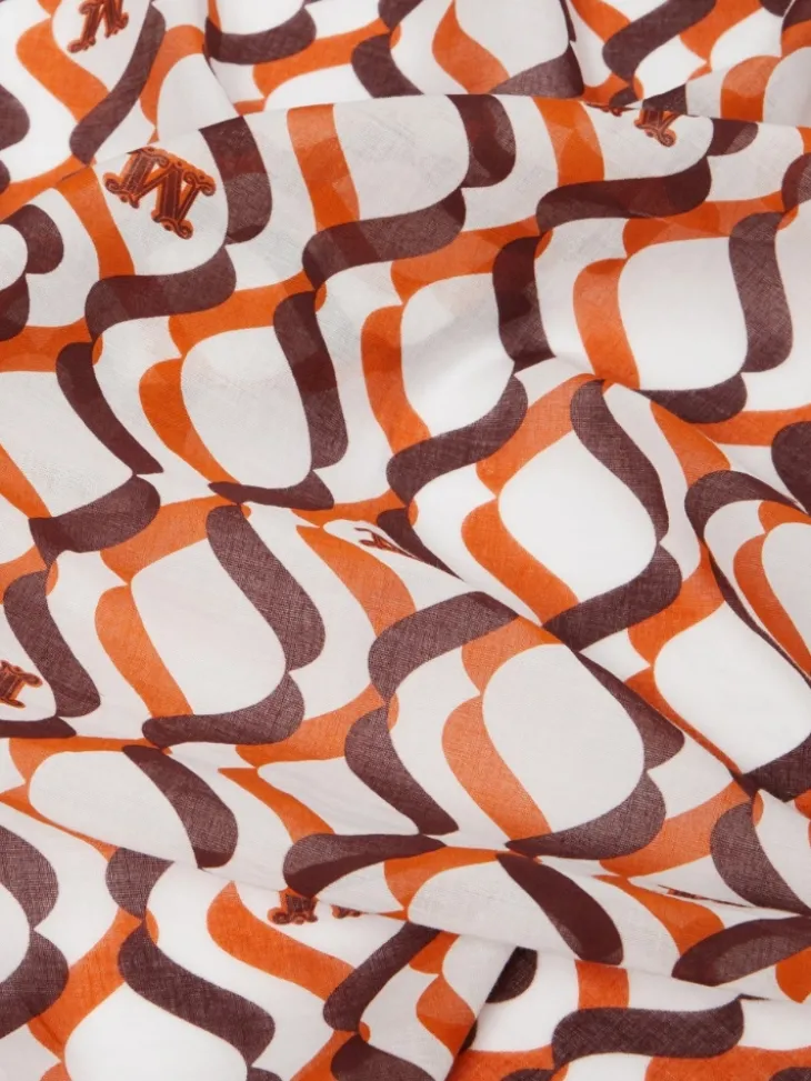 Patterned muslin scarf - CORAL