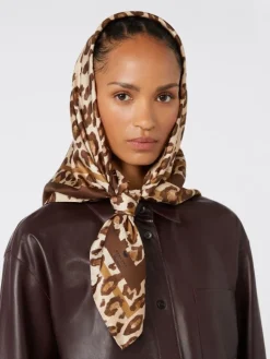 Patterned silk twill foulard - BLACK