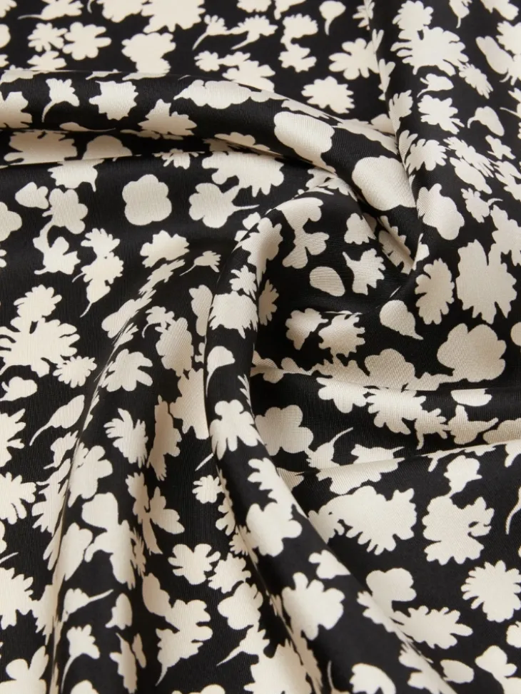 Patterned silk twill foulard - BLACK