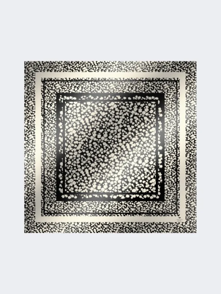 Patterned silk twill foulard - BLACK