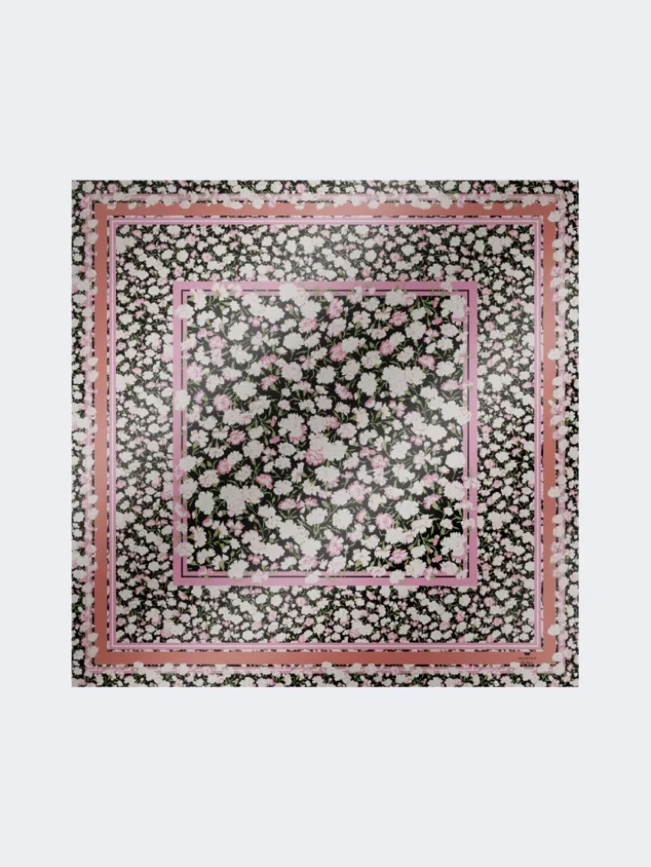 Patterned silk twill foulard - PINK