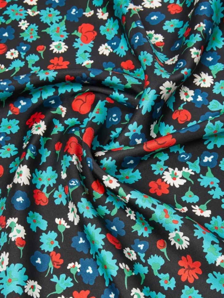 Patterned silk twill foulard - IVORY