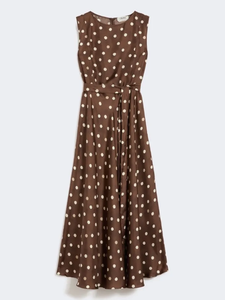 Patterned twill dress - BROWN