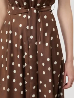 Patterned twill dress - BROWN
