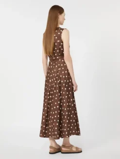Patterned twill dress - BROWN