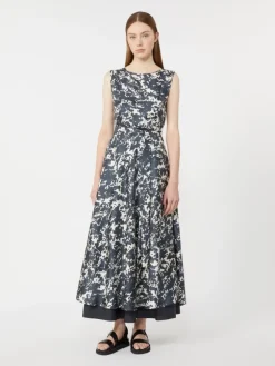 Patterned twill dress - ULTRAMARINE