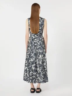 Patterned twill dress - ULTRAMARINE