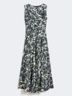 Patterned twill dress - ULTRAMARINE