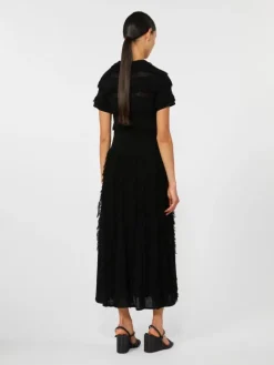 Patterned viscose yarn dress - BLACK