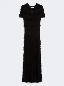 Patterned viscose yarn dress - BLACK