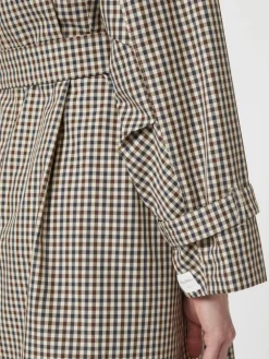 Patterned water-repellent twill trench coat - COFFEE