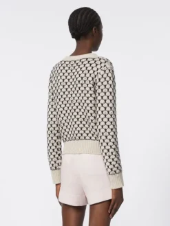 Patterned wool and cashmere cardigan - BEIGE